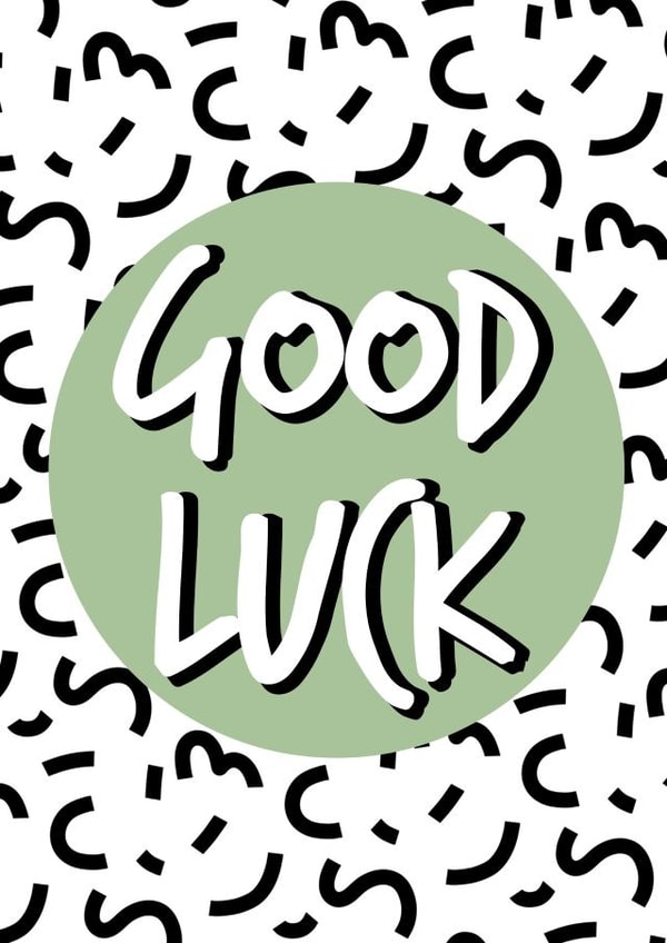 Abstract green white and black good luck card created by The Girl Next Draw Cards