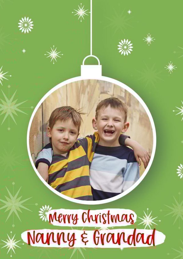 Classic Christmas Card - To Nanny And Grandad - Bauble created by Giddy Kipper