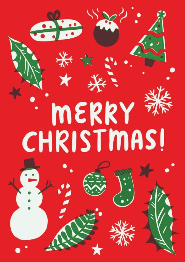 Handdrawn Merry Christmas Card created by Nic Farrell
