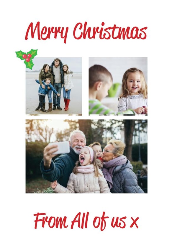 Cute Family Christmas Photo Card - Merry Christmas From All Of Us created by Silly Sentiments