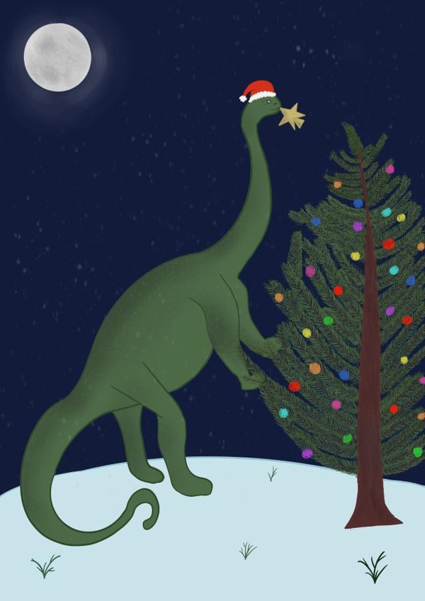 dinosaur santa hat Christmas Card 46013 created by Savage Design Studio