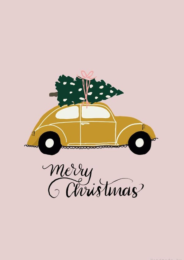 car tree Christmas Card 20934 created by Elle Barclay