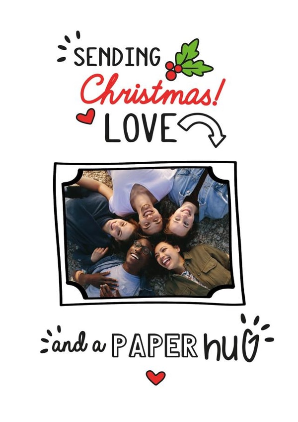 Cute Poem Personalised Christmas Card / Photo Card - Sending Christmas Love And A Paper Hug created by Jodie Gaul & Co