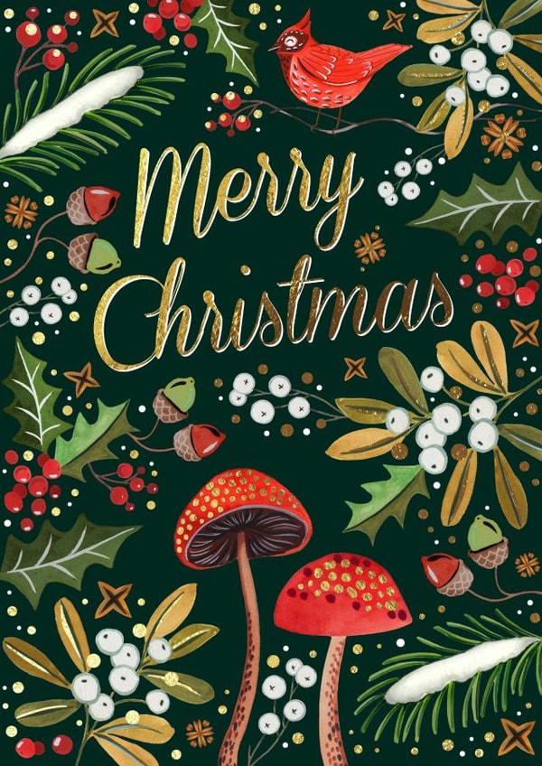 Traditional - Pretty - Festive - Holly - Mistletoe - Robin - Merry Christmas Card created by Victoria Nelson