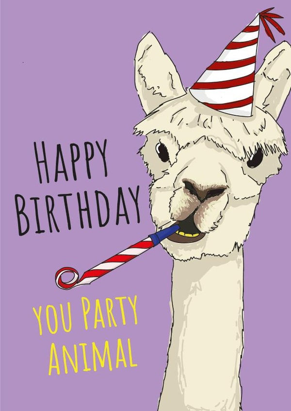 party hat lama Birthday Card 10371 created by Yeti Design