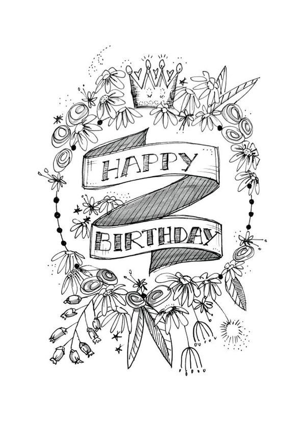 Classic Birthday Card - Hand Drawn - Sketch created by Elizabeth Sweeney