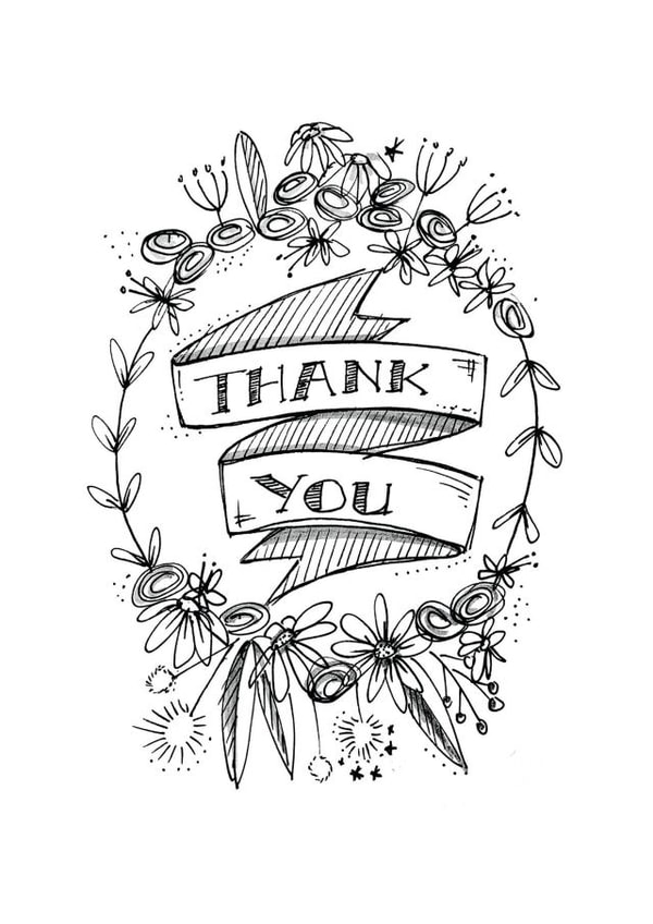 flower sketch Thank You Card 20955 created by Elizabeth Sweeney