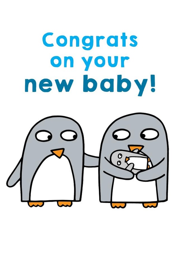 Congratulations New Baby penguin card created by Penguin Parade