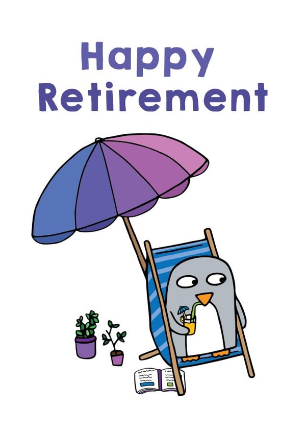 Happy Retirement penguin card created by Penguin Parade