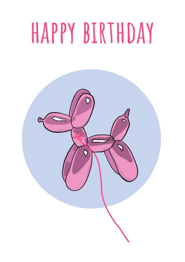 Pink Balloon Dog Birthday Card created by Send Salutations