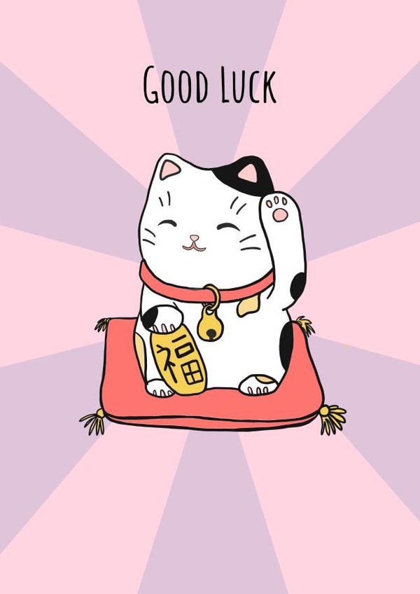 Lucky Cat Good Luck Card created by Send Salutations