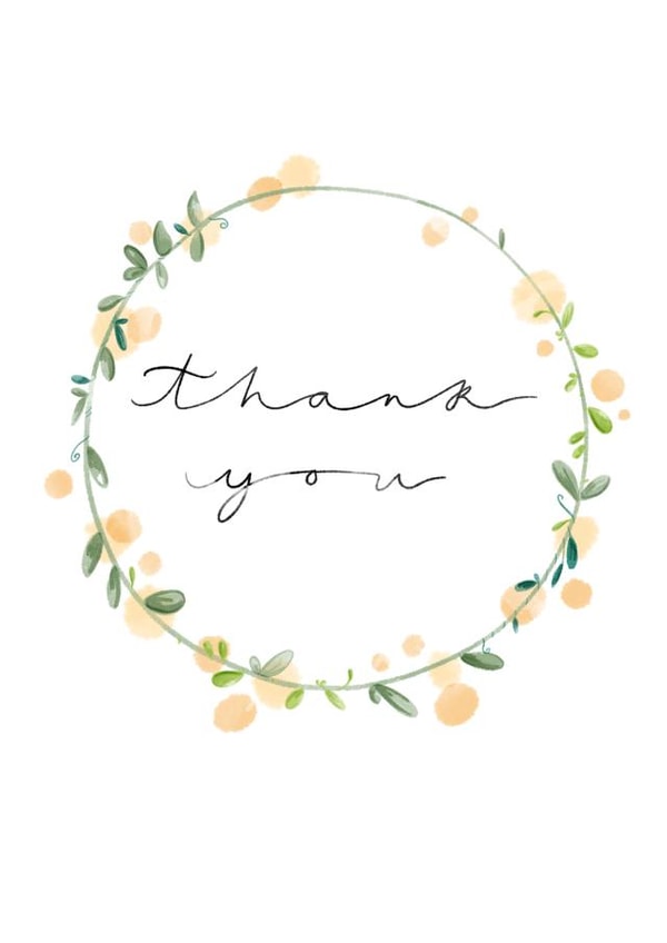 pretty wreath Thank You Card 19304 created by prints by beth