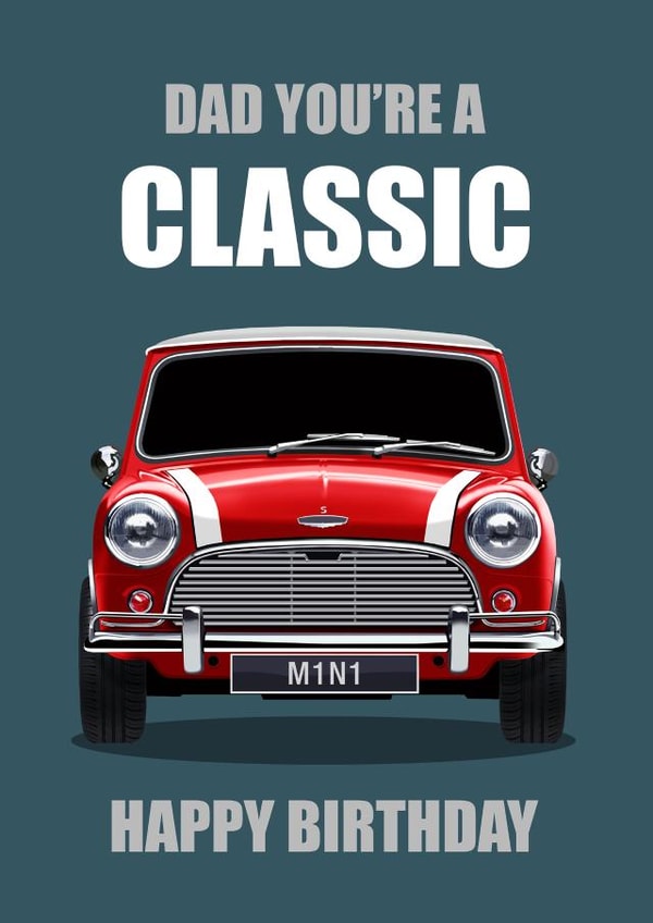 mini car Birthday Card 18467 created by RetroMotion Artwork
