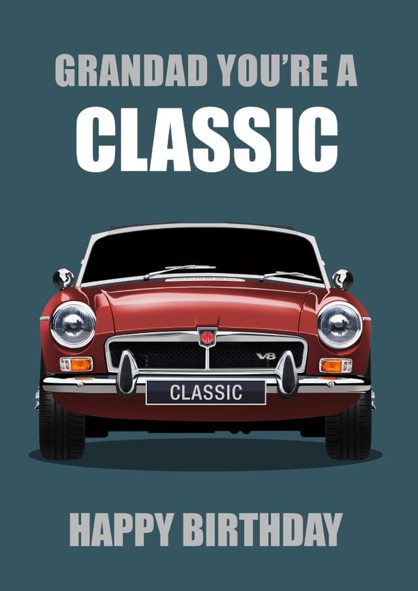 Birthday For grandad Classic MG Sports Car created by RetroMotion Artwork
