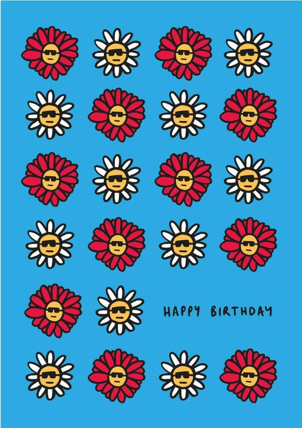 Cute Birthday Card - Flowers - Sunglasses created by EM.ME.LEE