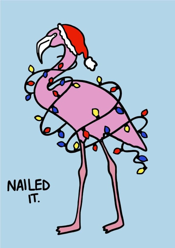 Flamingo Christmas humour Card 43532 created by Sophie Sanders