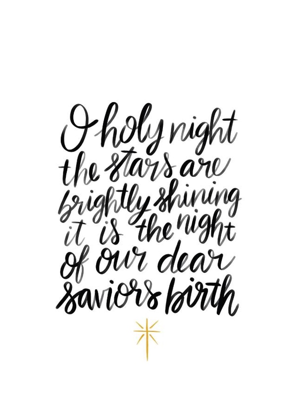 Hand-lettered Christmas Card - O Holy Night created by Reba Renee