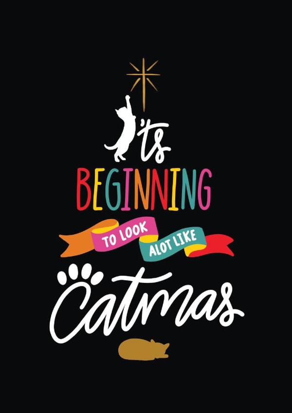 Cute cat card for Christmas - It's Beginning to Look A Lot Like Catmas created by Reba Renee