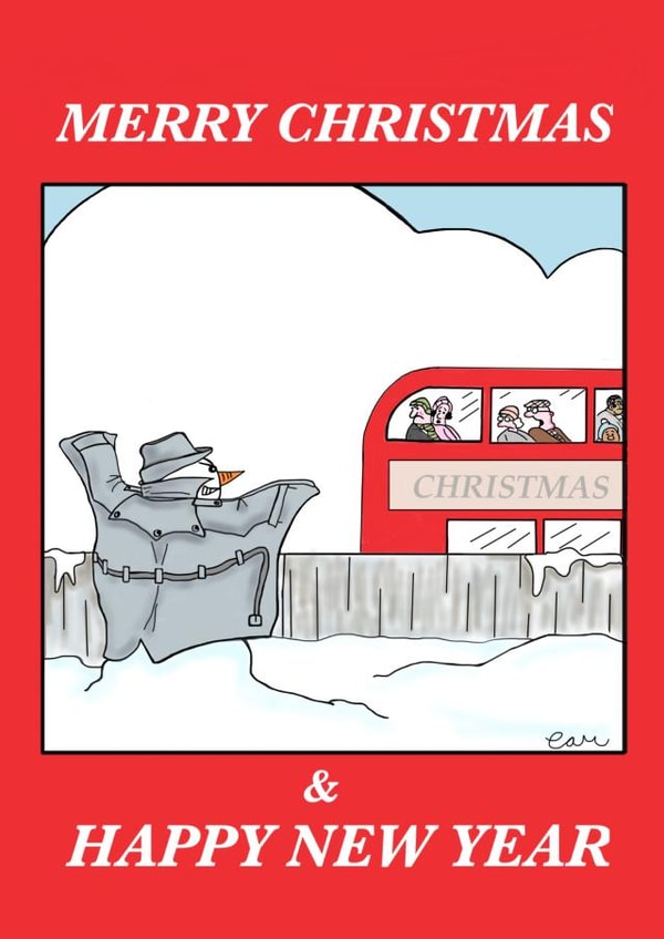 bus snowman Christmas Card 46480 created by Graham Cammillare