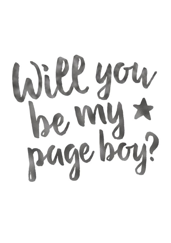 Page Boy Proposal Card - Will You Be My Page Boy - Silver Wedding Card created by Wild Moon Wedding Stationery