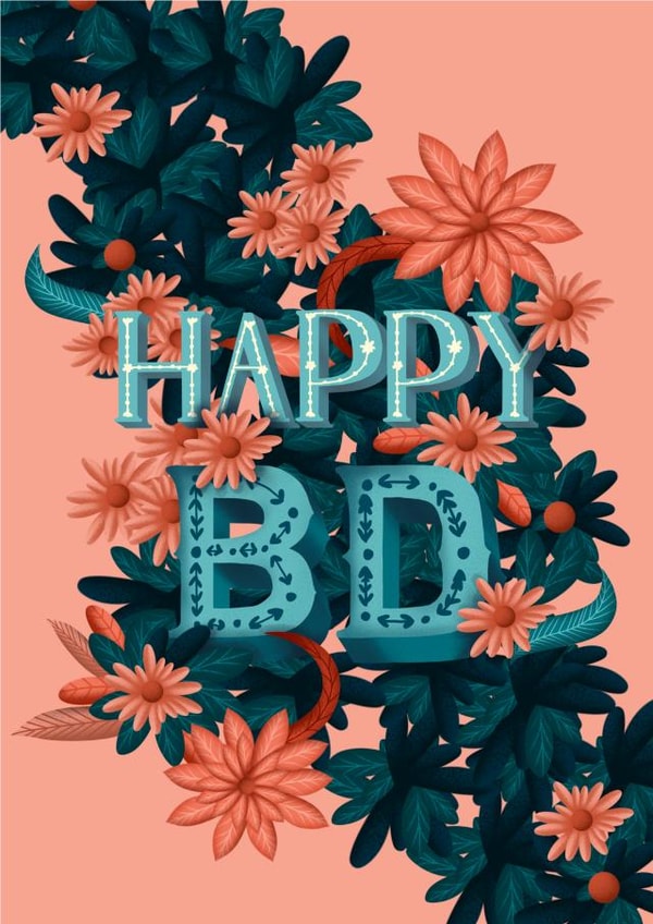illustration typography Birthday Card 19911 created by Natalia Maca