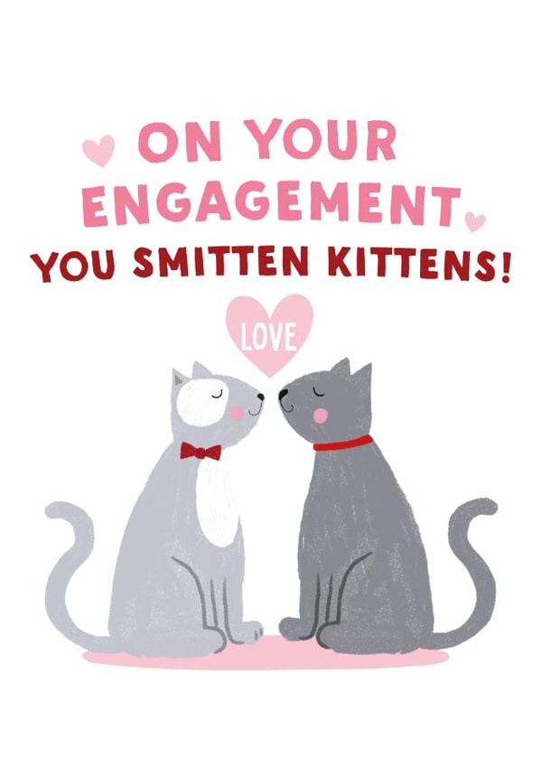 Sweet cat engagement card created by Sarah Corcoran