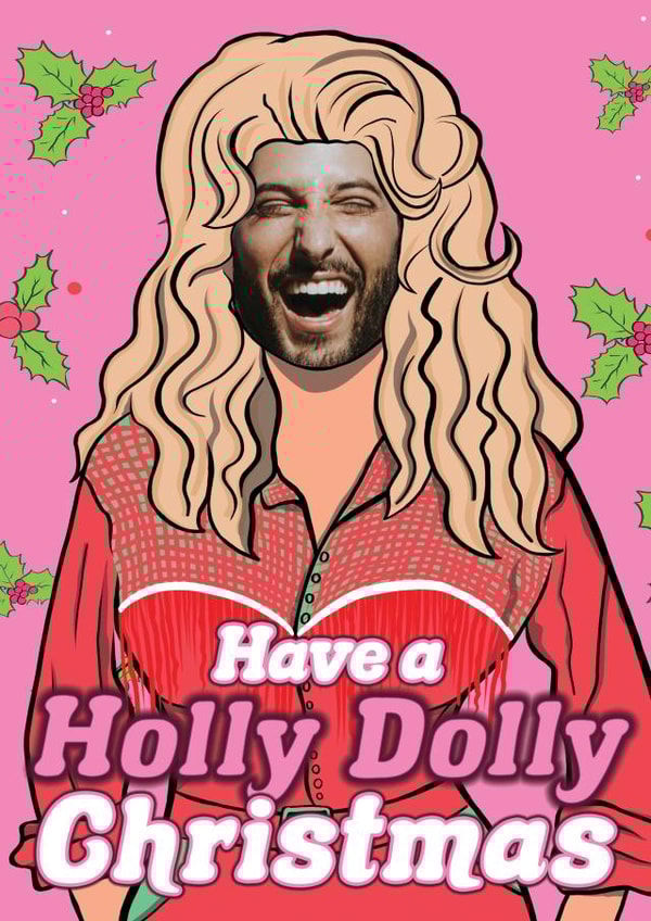 Funny Dolly Parton Pun Personalised Christmas Card / Photo Card - Have A Holly Dolly Christmas created by Foggish