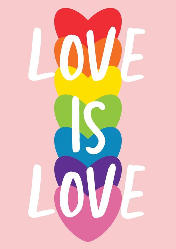 Love Is Love | Gay Anniversary Card | LGBTQ+ Valentines Card | Pride Card created by @tikkled.pink