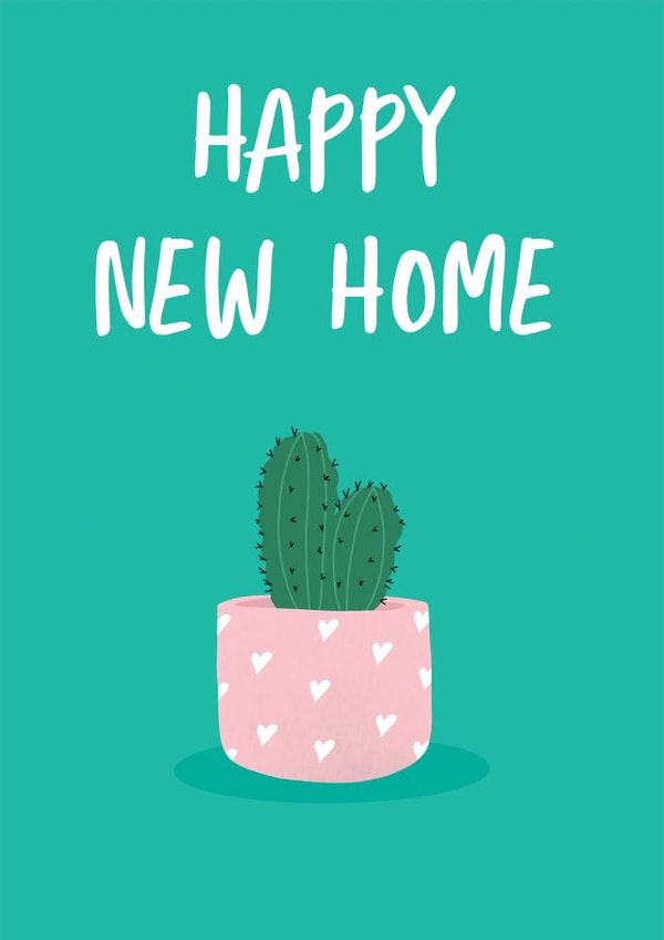 Cute Cactus New Home Card - House Plant - Happy New Home created by @tikkled.pink