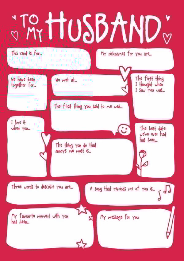 Husband Fill In Valentine's Card created by Bow & Bell