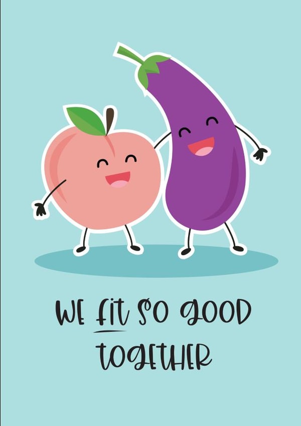 Naughty Cute Peace and Eggplant Valentine Love Card created by Emoticology Cards