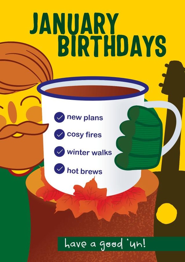 January classic Birthday Card 19860 created by Milport Studios