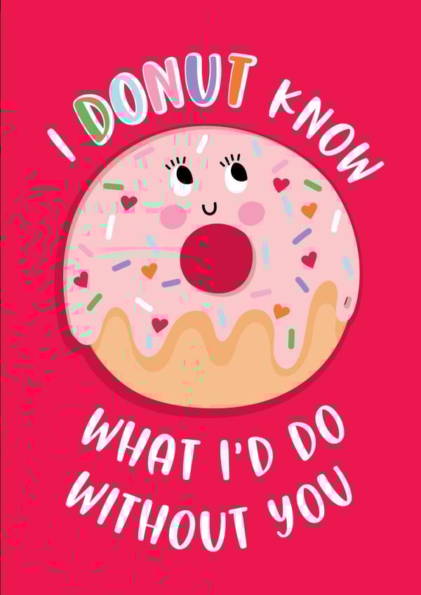 Cute Kawaii Donut Love Card created by Emoticology Cards
