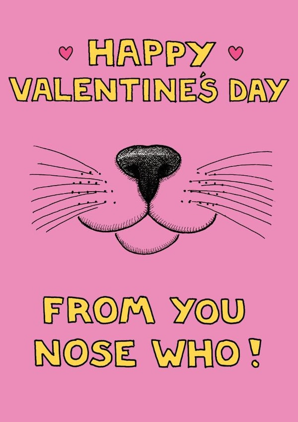 nose cat Valentines Day Card 1834 created by On The Prowl Cat Cartoons