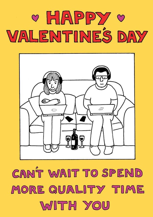 wine alcohol Valentines Day Card 15149 created by Happy Octopus by Rupert Fawcett