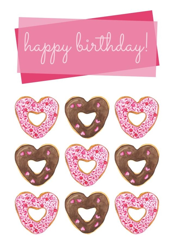 donuts Doughnuts Birthday Card 19515 created by Karen Illustrates