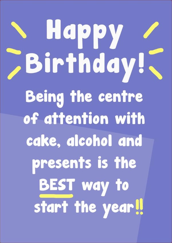 Cheerful January Birthday Card - The Best Way To Start The Year created by Card and Cake