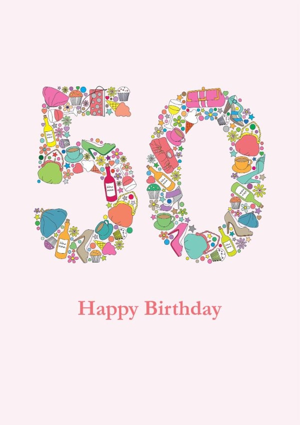 Girlie things 50th birthday card created by mrs L cards