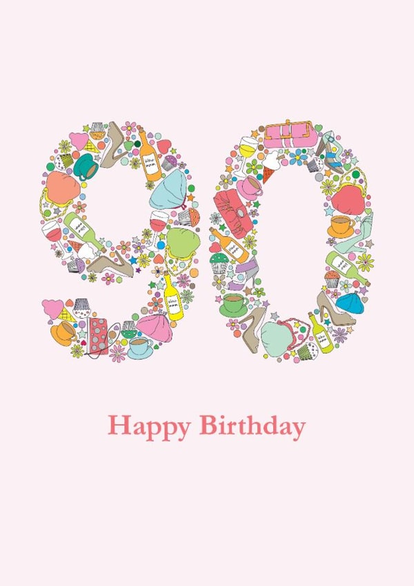 Girlie things 90th birthday card created by mrs L cards