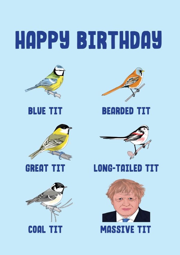 blue tit bearded tit Birthday Card 8237 created by Filthy Sentiments