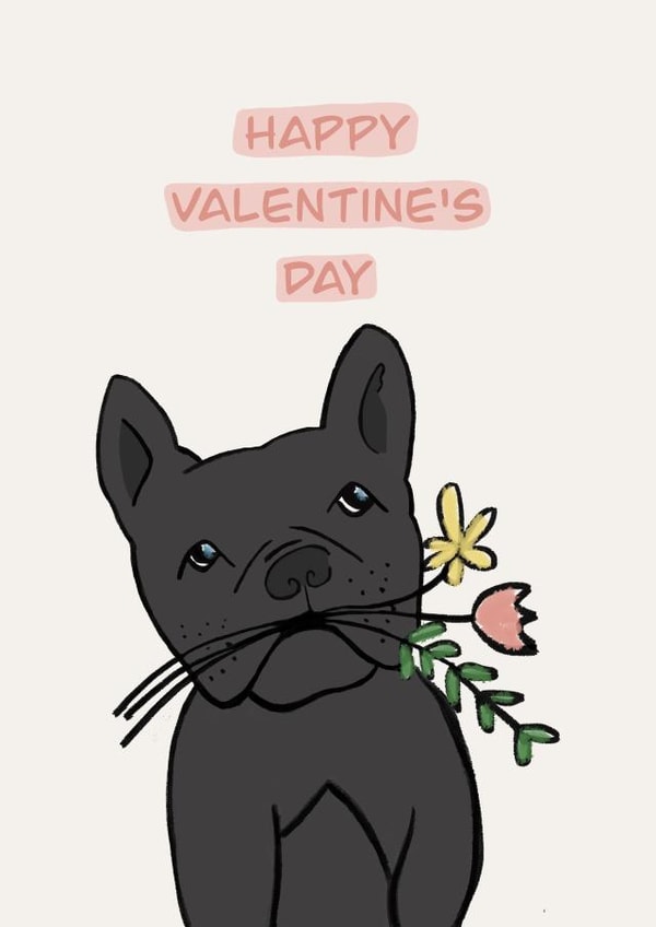 French bulldog Love Valentines Day Card 20290 created by @lydiapimmdraws