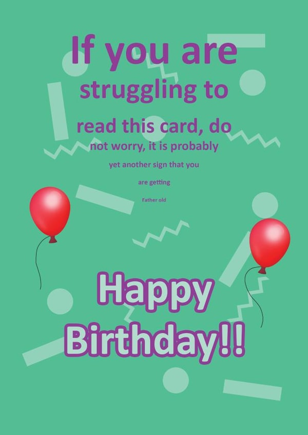 struggling read Birthday Card 46611 created by Tom's Cards