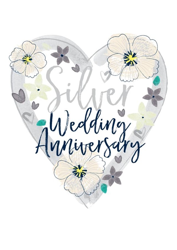 silver flower Anniversary Card 9603 created by Katie Phythian Design