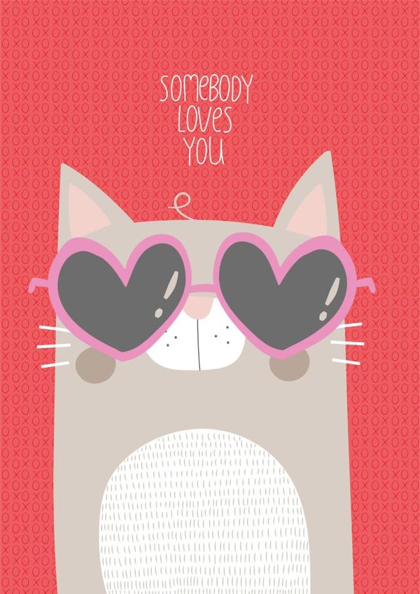 Somebody Loves You Cat With Heart Sunglasses created by Alice Potter