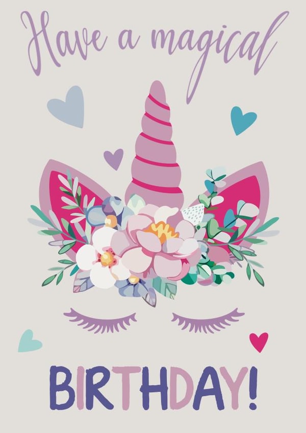 Pretty Birthday Card - Unicorn - Have A Magical Birthday created by Catherine Bancroft