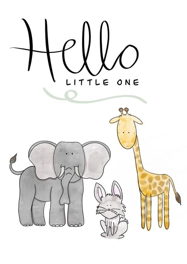 giraffe bunny New Baby Card 20933 created by Acorn Illustrations 