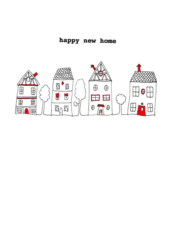 Cute Arty New Home Card - Houses - Happy New Home created by Hello Hatty