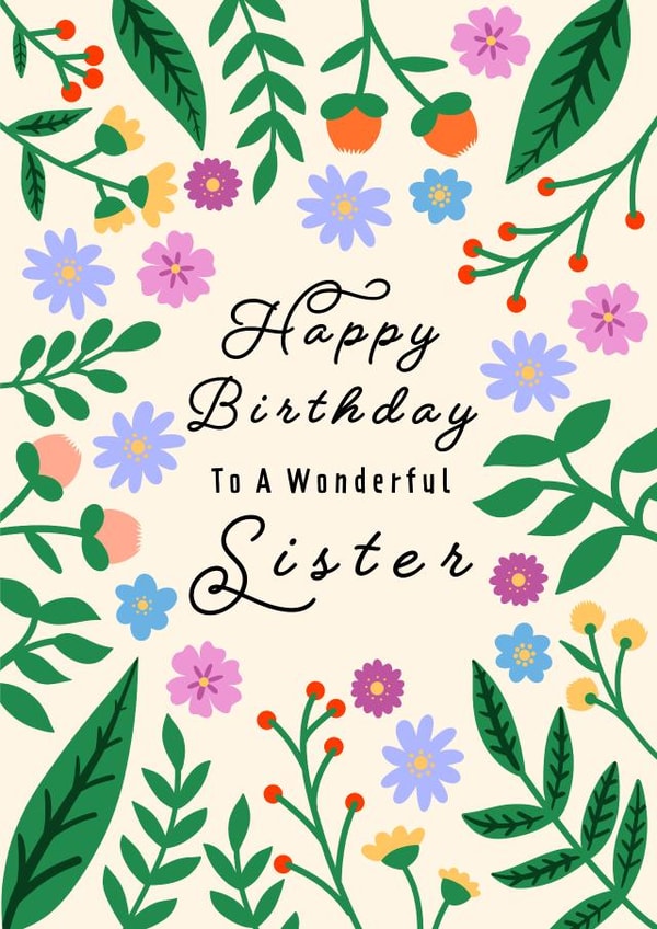 Floral wonderful sister birthday card created by Kamiya Chirodian