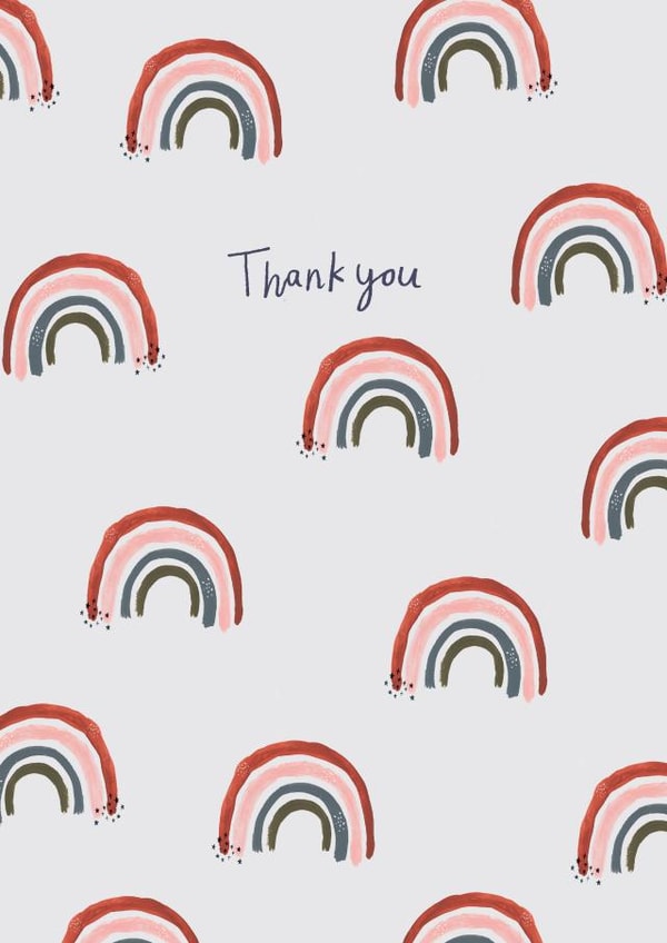 Cute Contemporary Thank You Card - Rainbows created by Laura Pantony