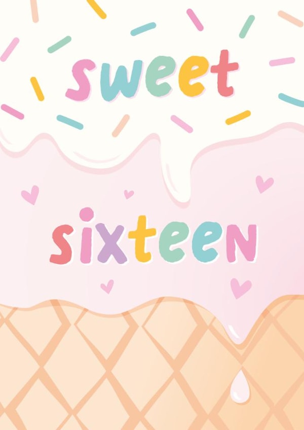 Cute 16th Birthday Card - Sweet Sixteen created by Macie Dot Doodles